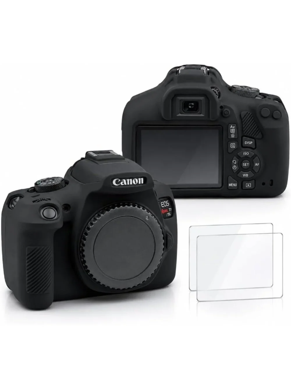 Soft Silicone Camera Case Cover for Canon EOS Rebel T7/T6 - Anti-Scratch, Screen